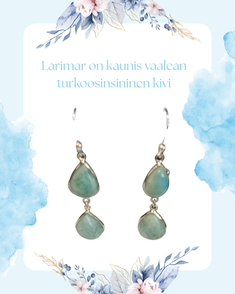 Larimar koukkukorvakorut, hopeaa