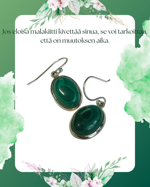 Malakiitti korvakorut  hopeaa