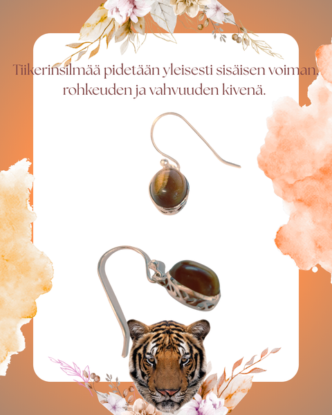 Tiikerinsilm&auml; koukkukorvakorut pienet, hopeaa