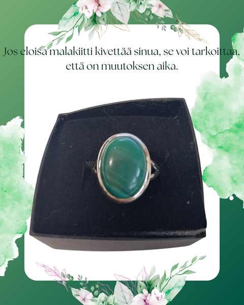 Malakiitti sormus,  hopeaa