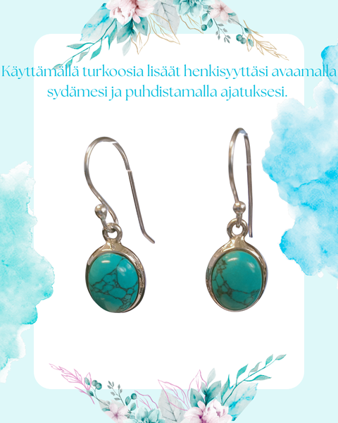 Turkoosi koukkukorvakorut,  hopeaa