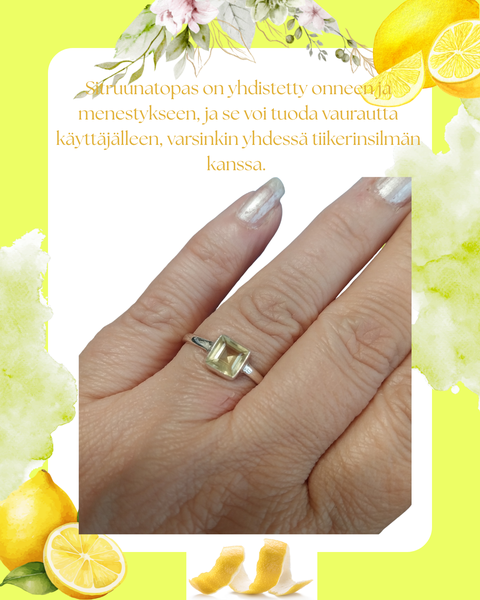 Lemon topaz  sormus, hopeaa