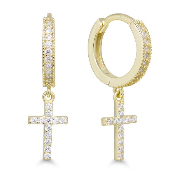 Risti korvarengas, kullattu zirkoneilla