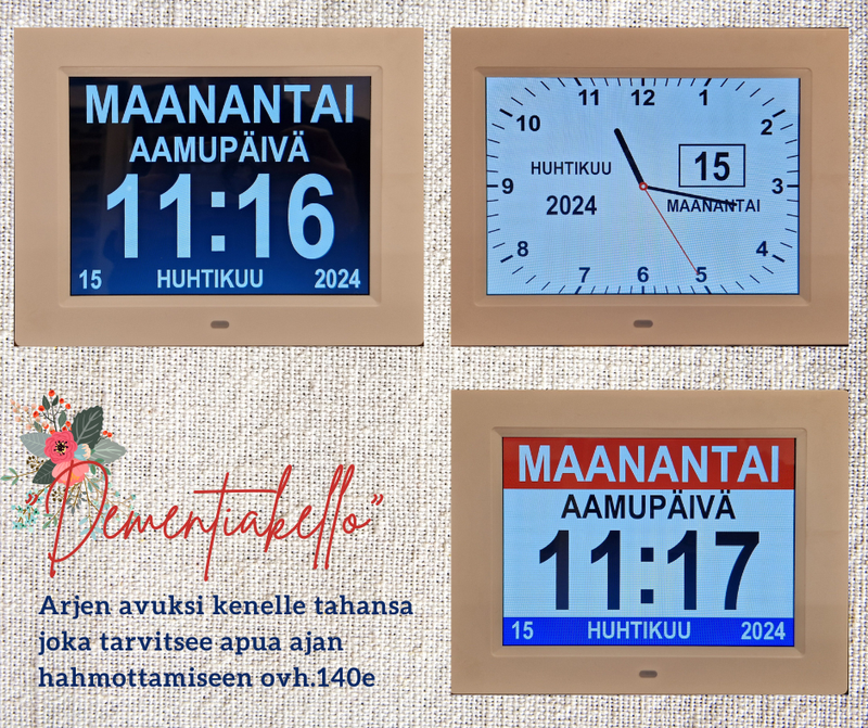 "Dementiakello" / seniorikello arjen avuksi