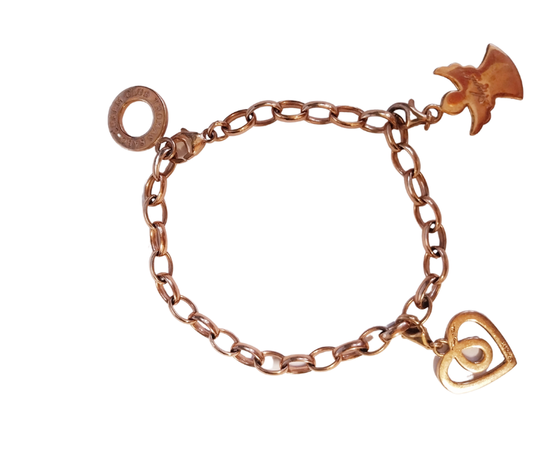 SECOND HAND Thomas Sabo charm club ruusukullattu rannekoru+ 2 maskottia
